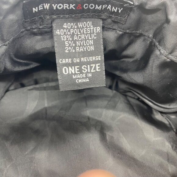 New York & Company Plaid Wool Blend Newsboy Cap Women S/M Side Buckles Black - Picture 6 of 6